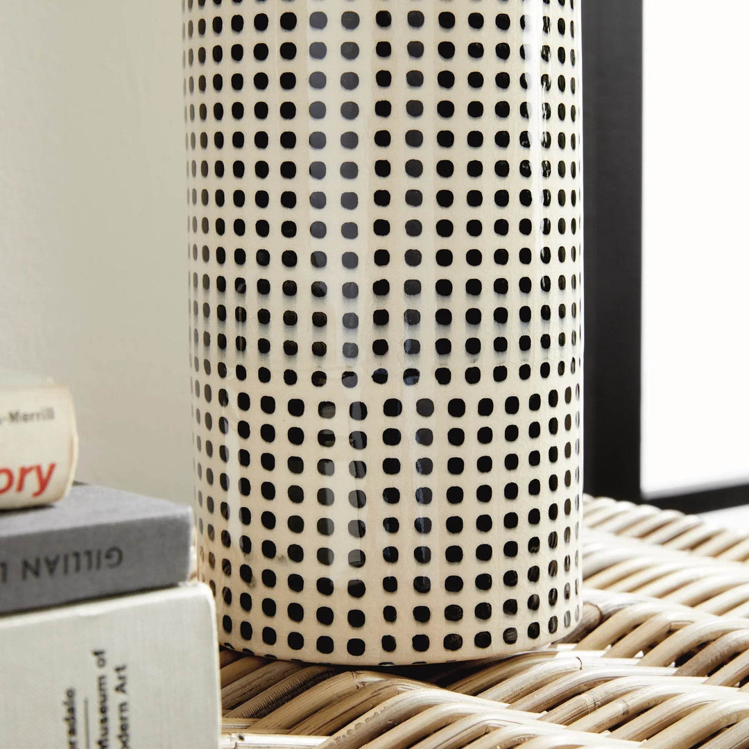 Modern Black and White Ceramic Vase Detailed