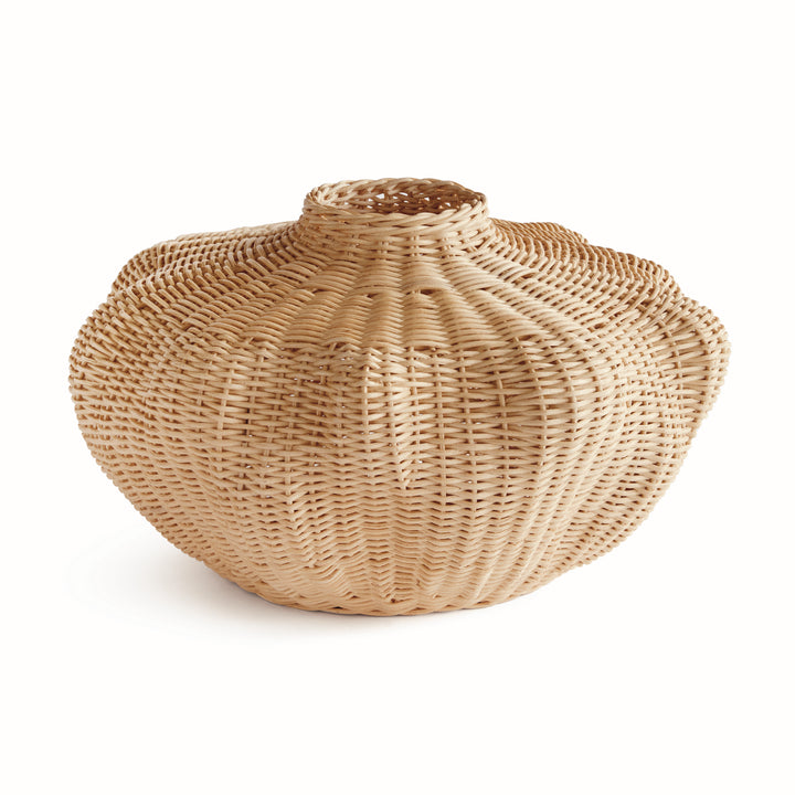 Hand Woven Palm Rattan Vase with Sculptural Design