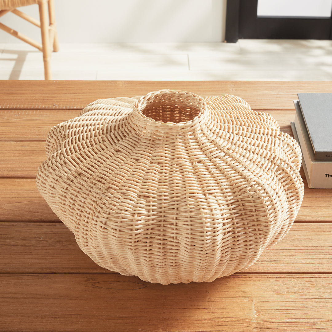 Hand Woven Palm Rattan Vase with Sculptural Design