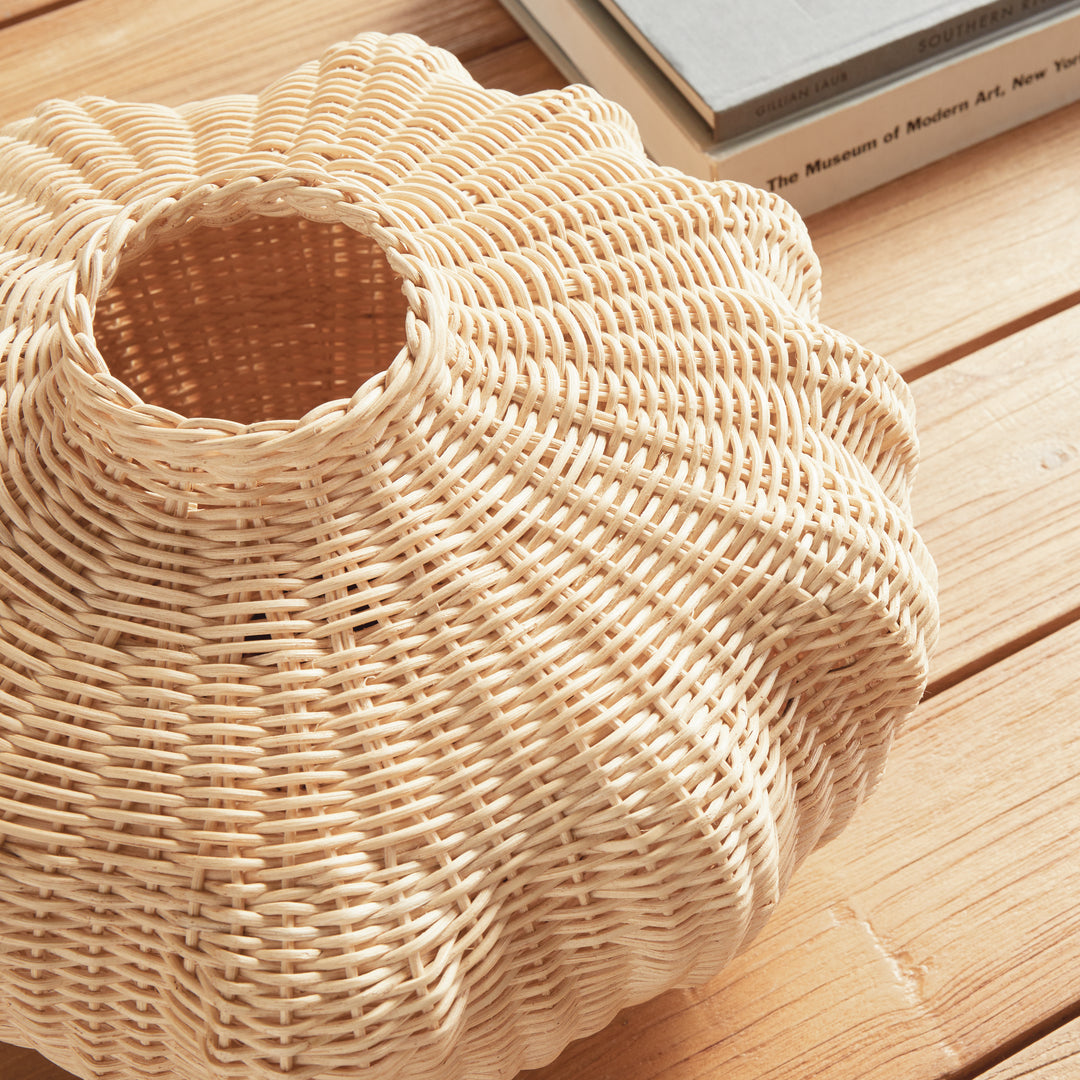 Hand Woven Palm Rattan Vase with Sculptural Design