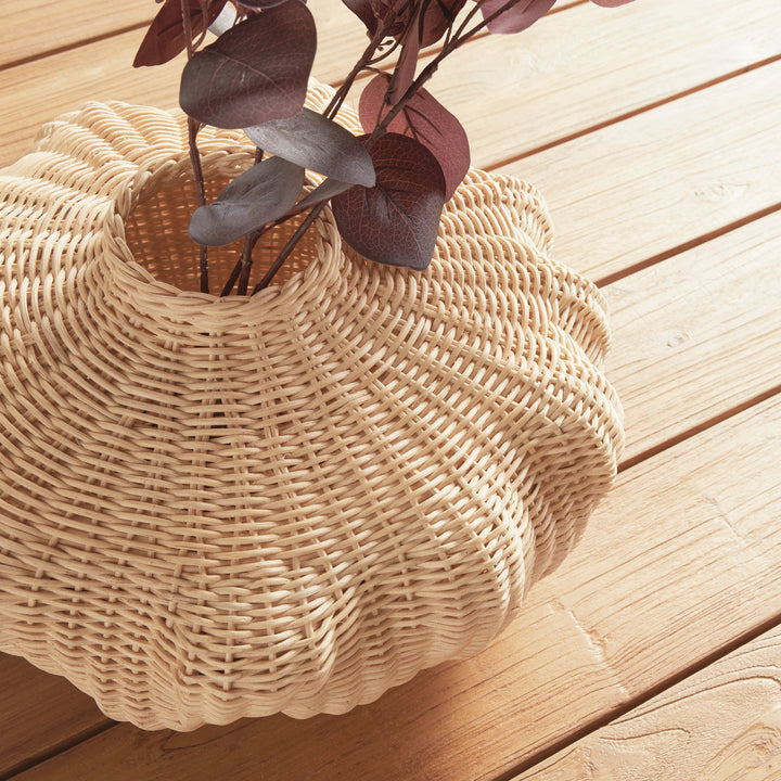 Hand Woven Palm Rattan Vase with Sculptural Design