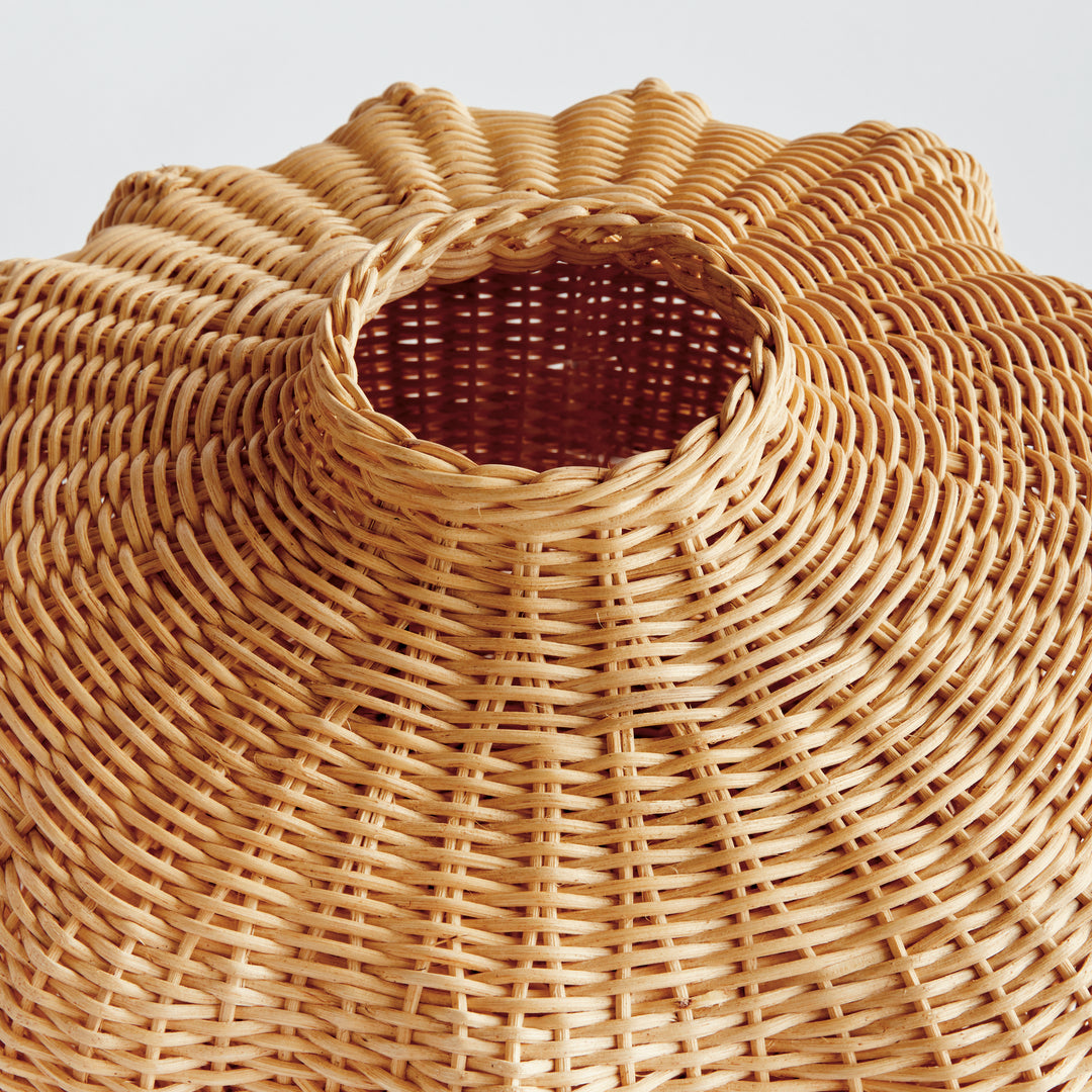 Hand Woven Palm Rattan Vase with Sculptural Design