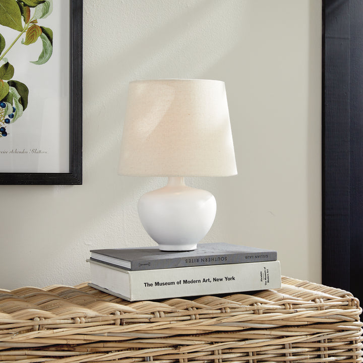 Petite White Ceramic Mini Lamp with European Shade