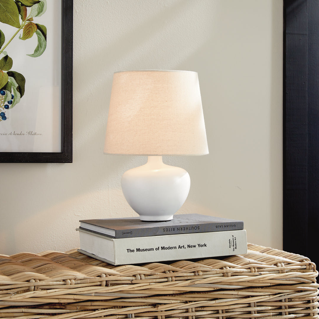 Petite White Ceramic Mini Lamp with European Shade