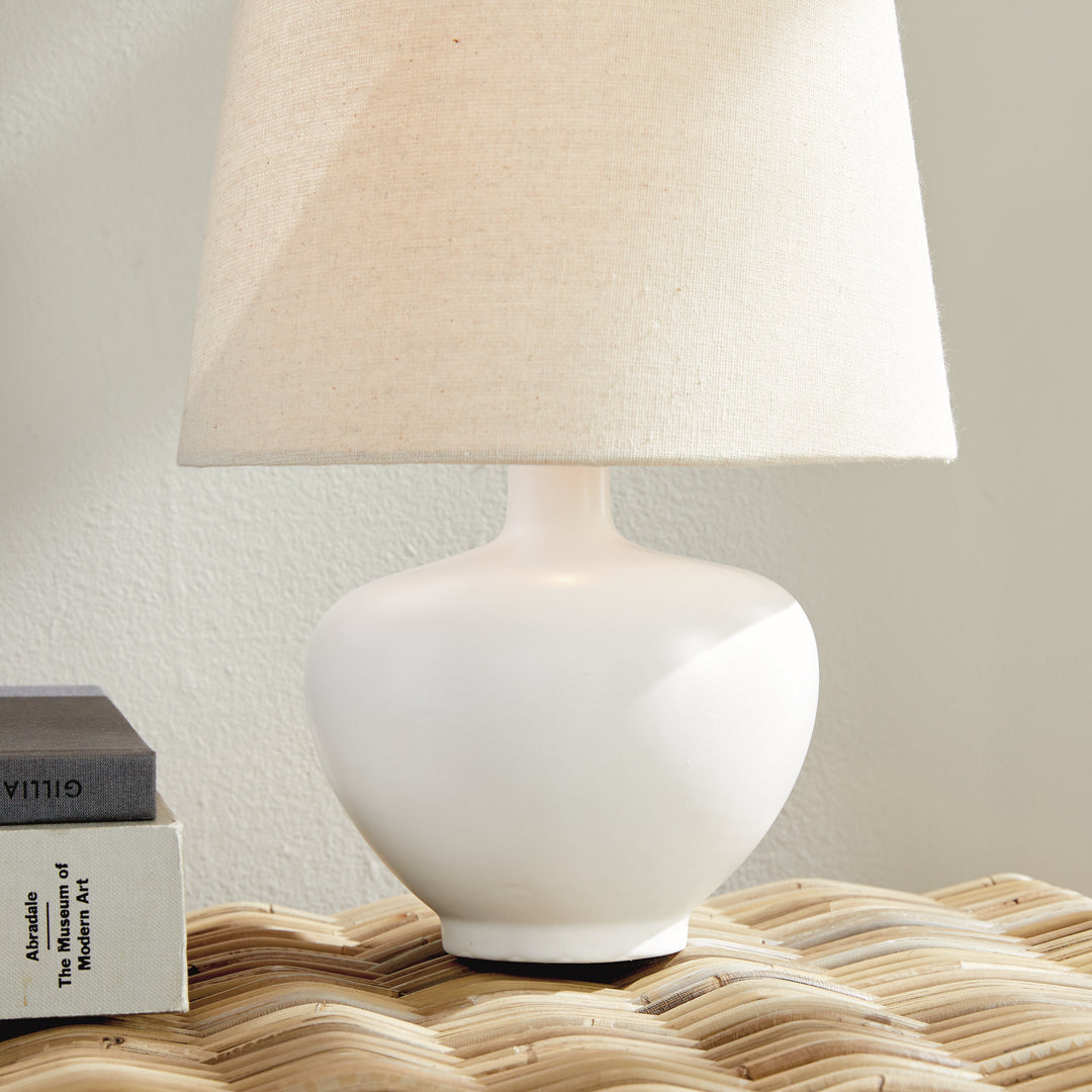 Petite White Ceramic Mini Lamp with European Shade