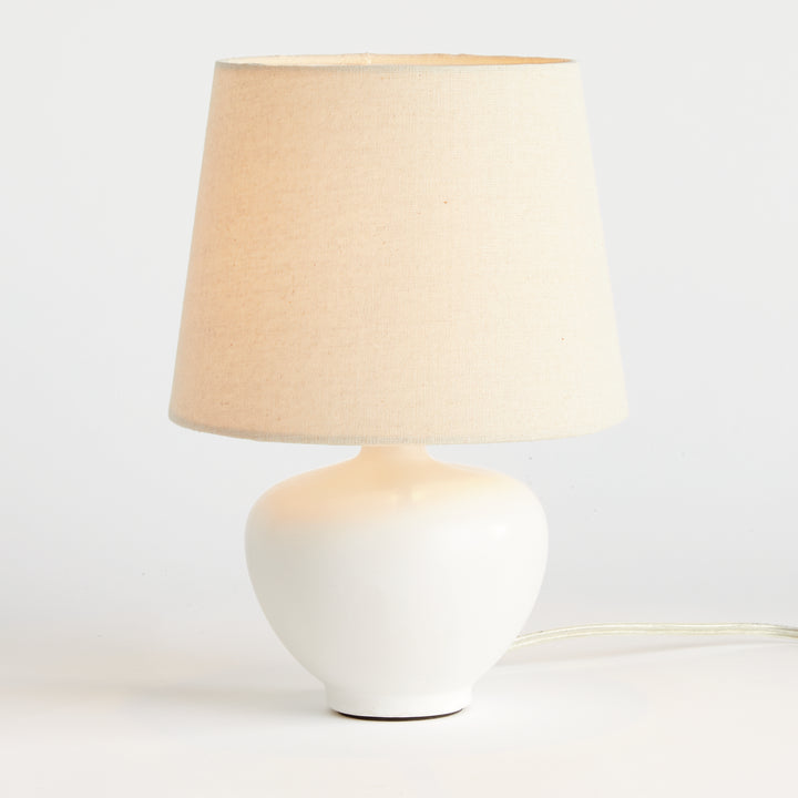 Petite White Ceramic Mini Lamp with European Shade