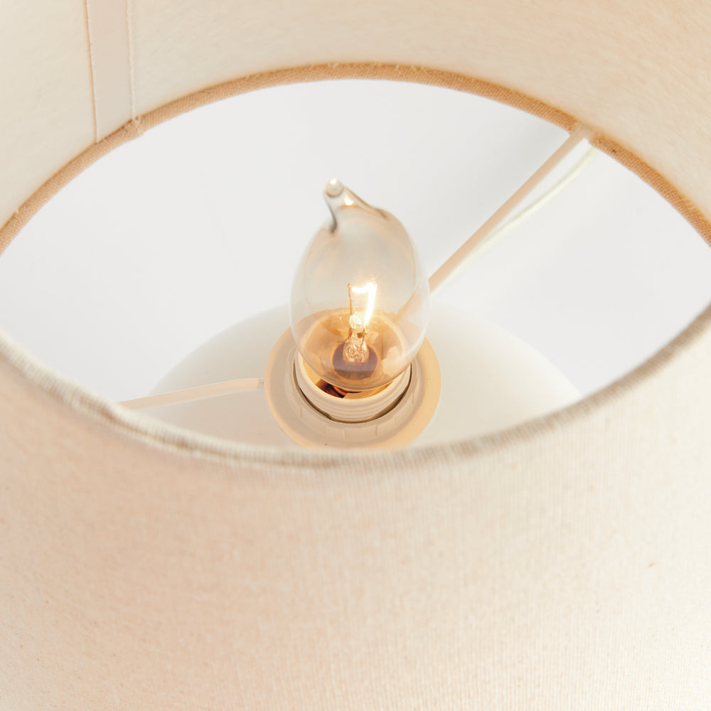 Petite White Ceramic Mini Lamp with European Shade