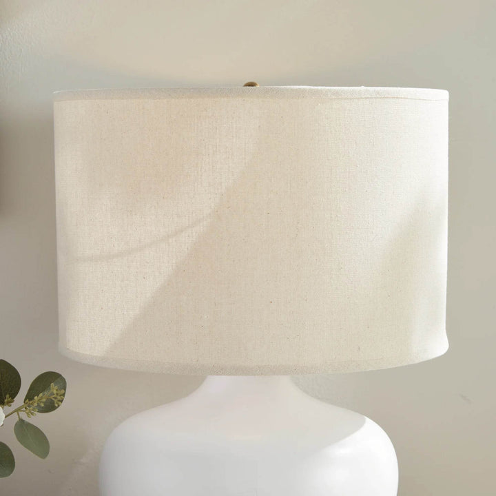 Teardrop White Ceramic Table Lamp with Drum Shade
