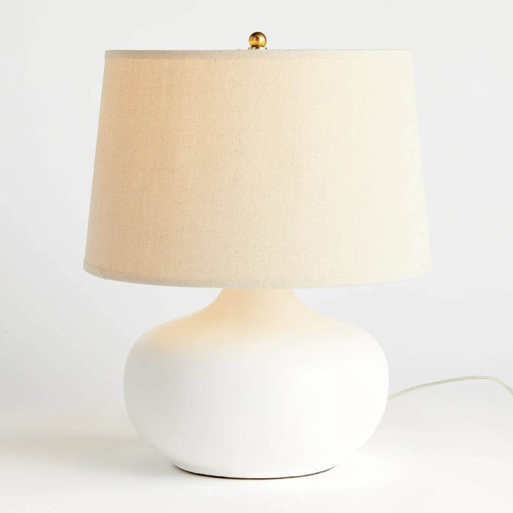 Teardrop White Ceramic Table Lamp with Drum Shade