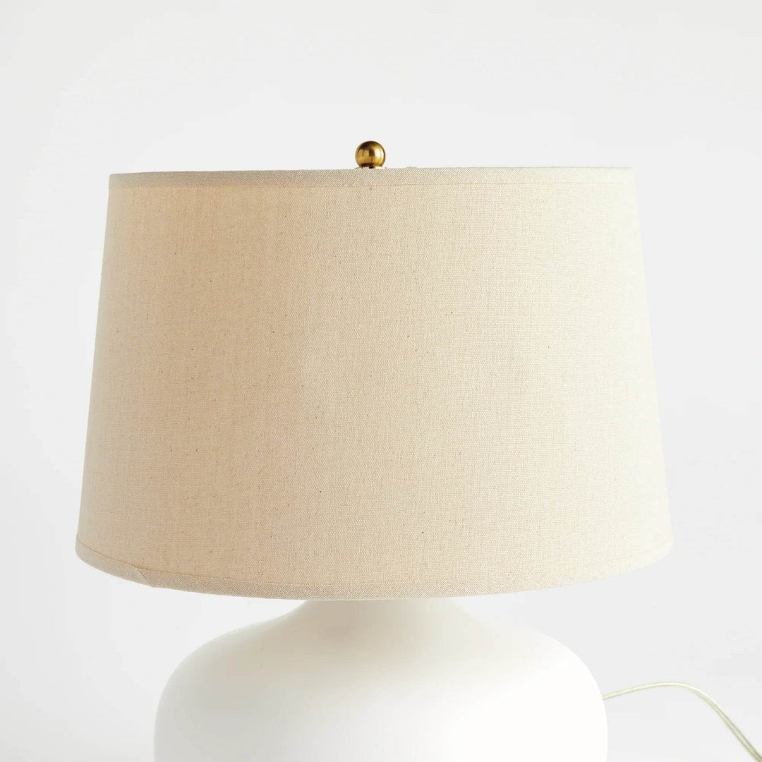 Teardrop White Ceramic Table Lamp with Drum Shade