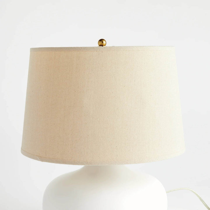 Teardrop White Ceramic Table Lamp with Drum Shade
