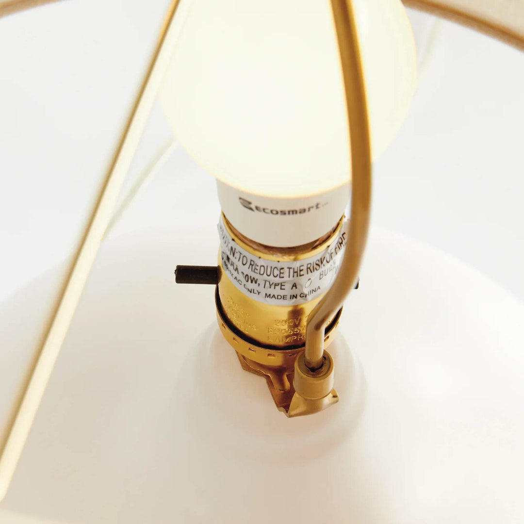 Teardrop White Ceramic Table Lamp with Drum Shade