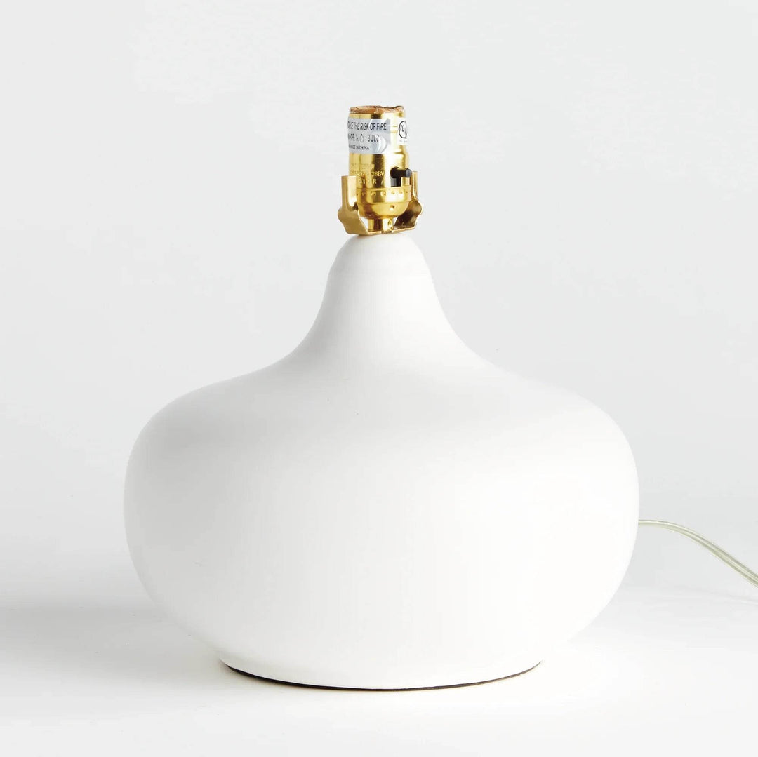Teardrop White Ceramic Table Lamp with Drum Shade