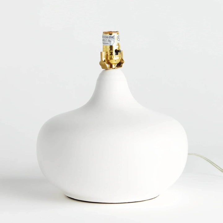 Teardrop White Ceramic Table Lamp with Drum Shade