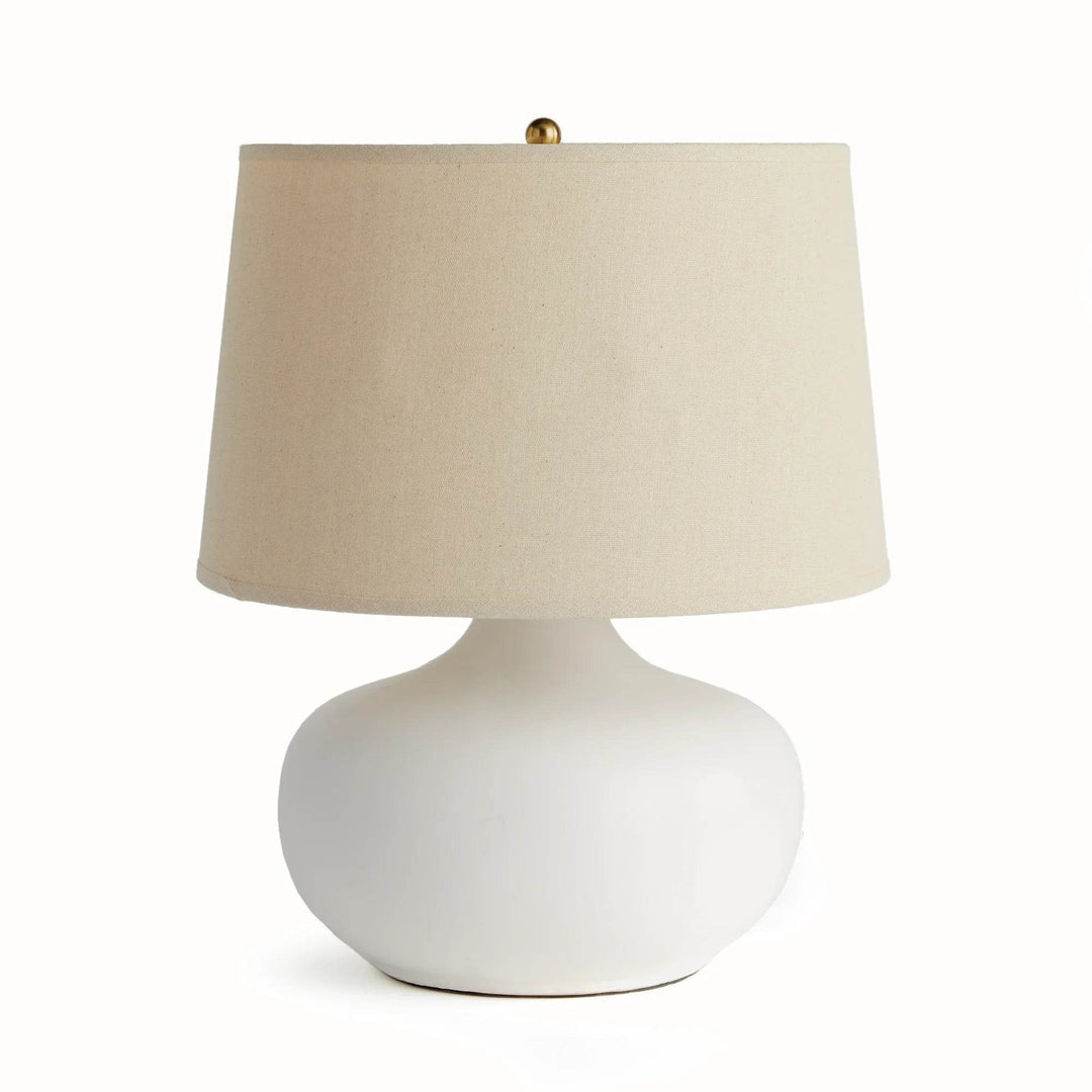 Teardrop White Ceramic Table Lamp with Drum Shade