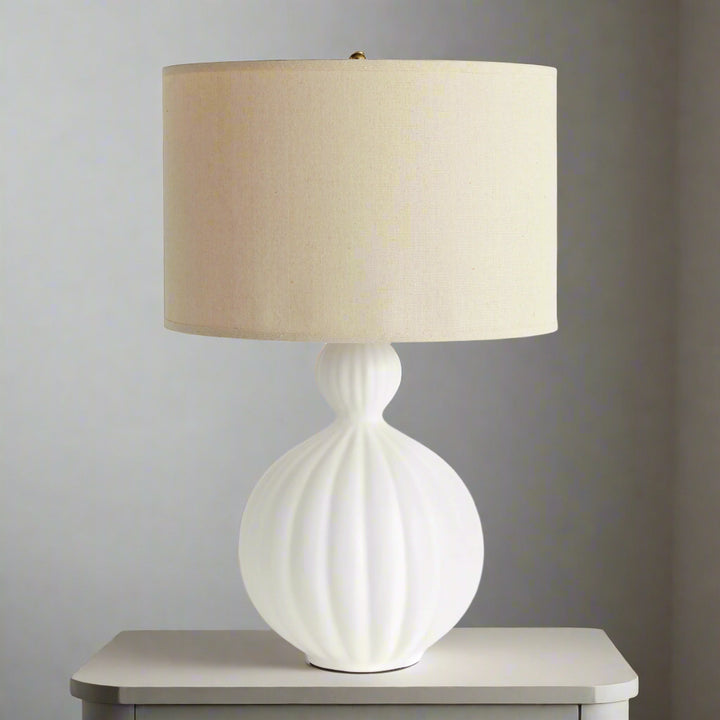 Modern White Ceramic Table Lamp with Empire Shade