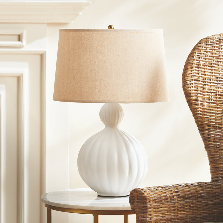 Modern White Ceramic Table Lamp with Empire Shade