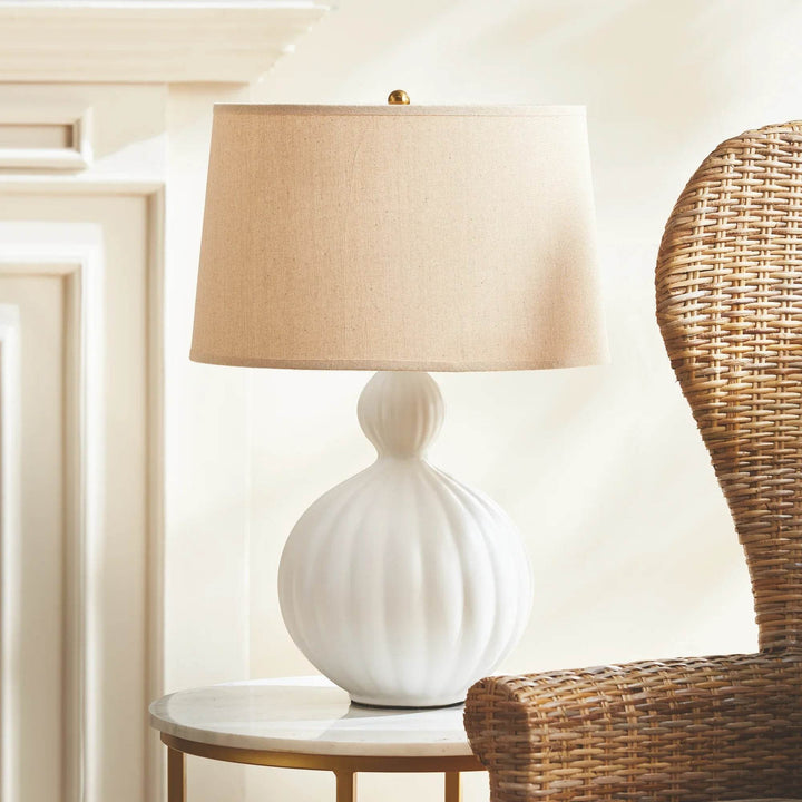 Modern White Ceramic Table Lamp with Empire Shade