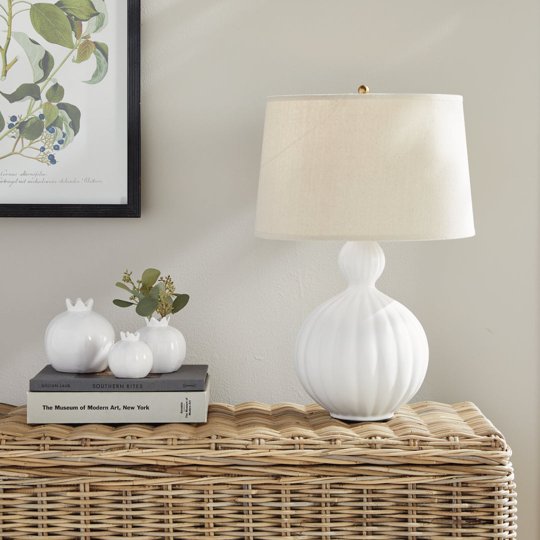 Modern White Ceramic Table Lamp with Empire Shade