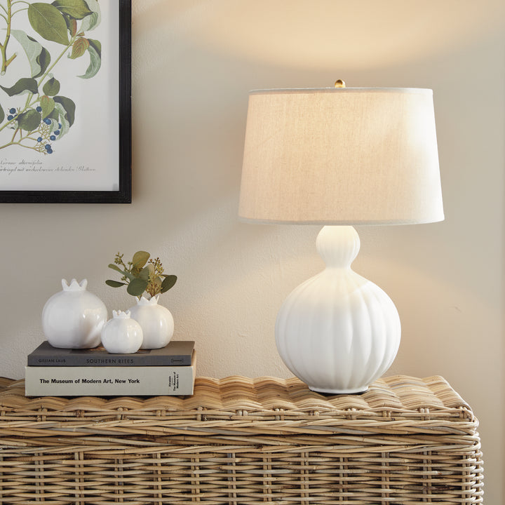 Modern White Ceramic Table Lamp with Empire Shade