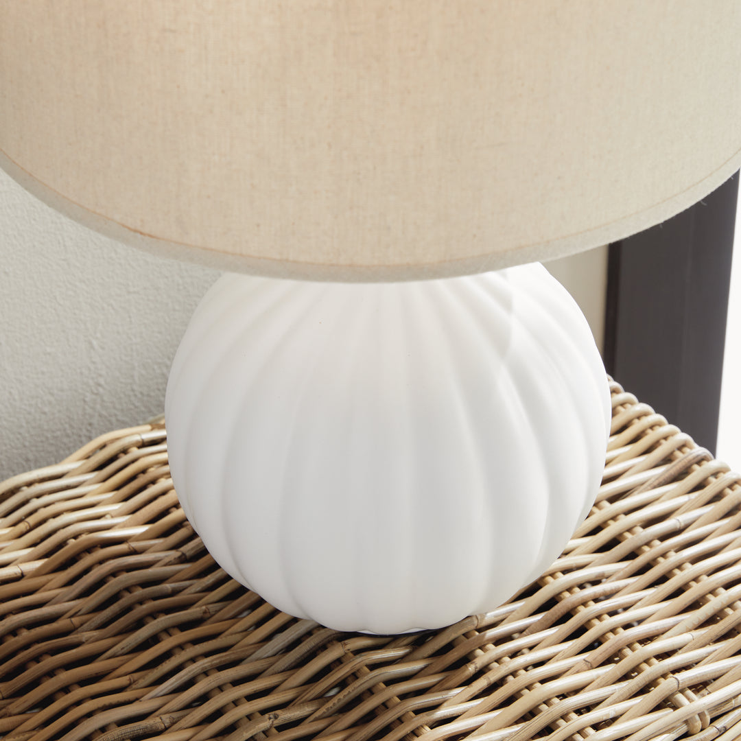 Modern White Ceramic Table Lamp with Empire Shade