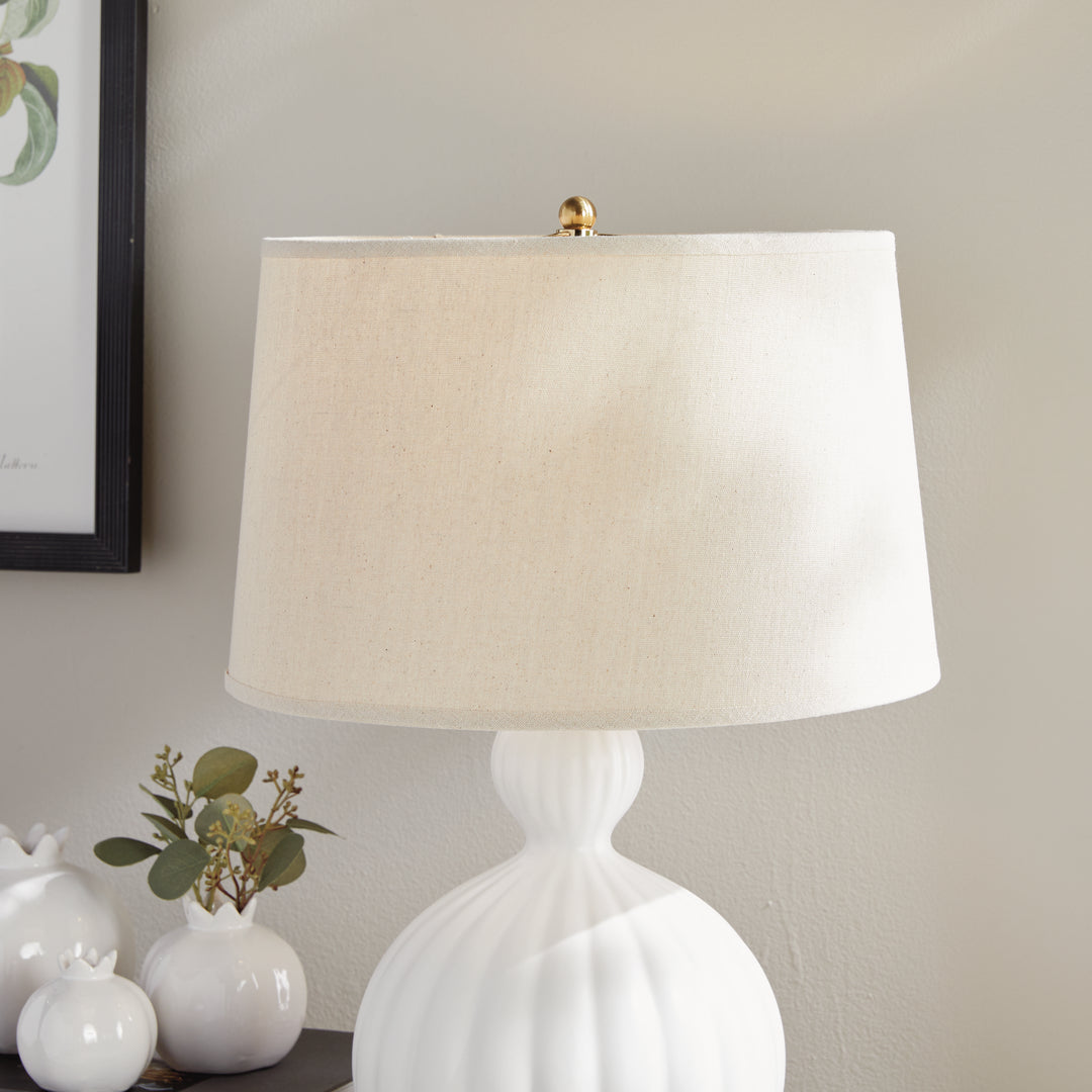 Modern White Ceramic Table Lamp with Empire Shade