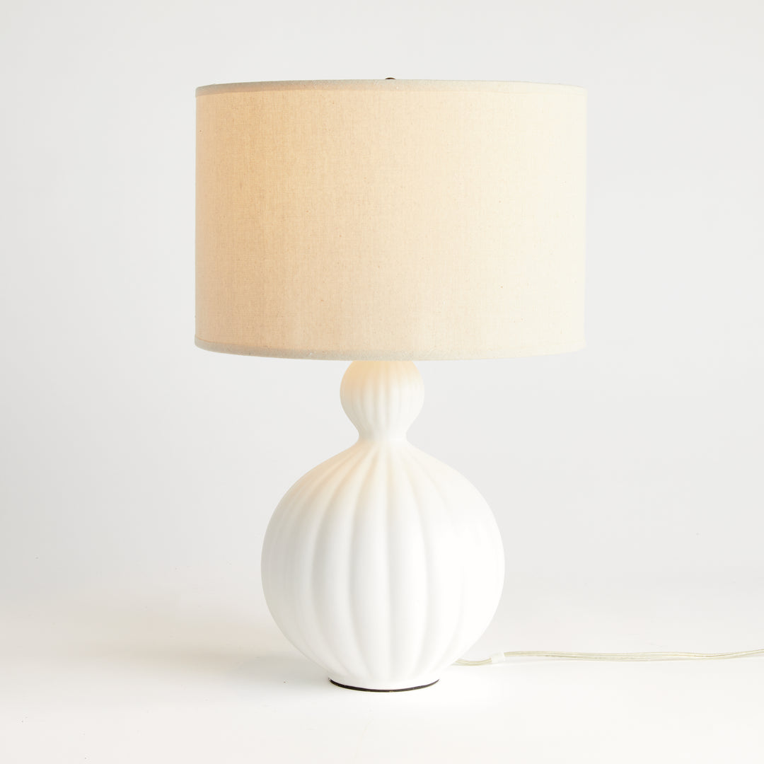 Modern White Ceramic Table Lamp with Empire Shade