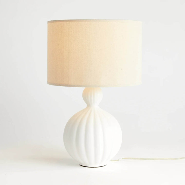 Modern White Ceramic Table Lamp with Empire Shade