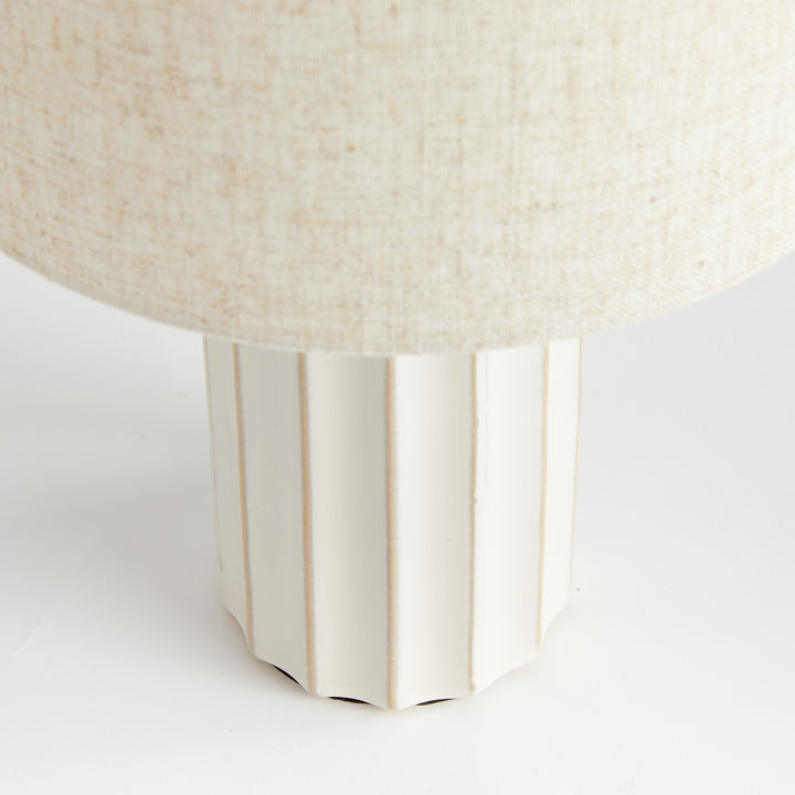 Ceramic Ribbed Table Lamp with Linen Drum Shade