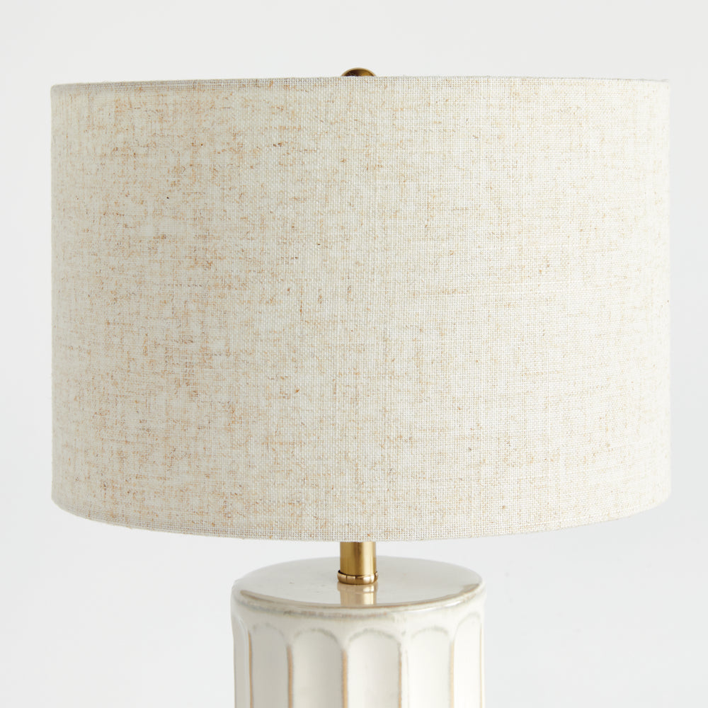 Ceramic Ribbed Table Lamp with Linen Drum Shade