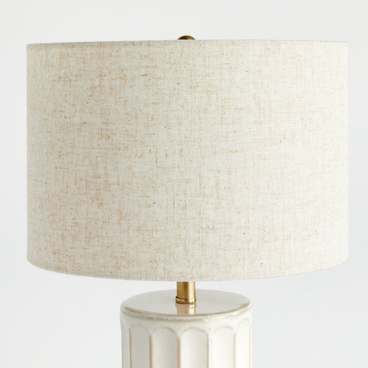 Ceramic Ribbed Table Lamp with Linen Drum Shade