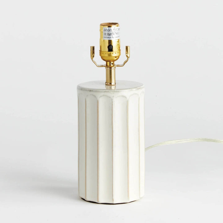 Ceramic Ribbed Table Lamp with Linen Drum Shade