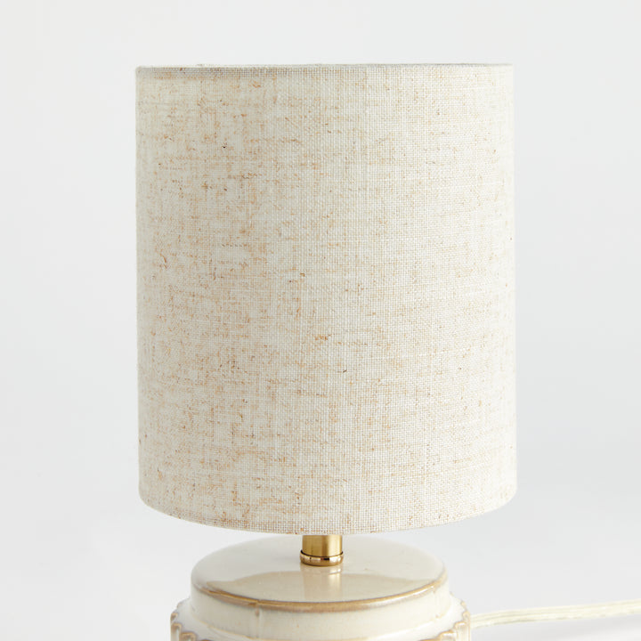 Mini White Ceramic Ribbed Lamp with European Shade Design