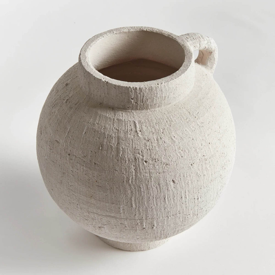 Modern White Terracotta Amphora Vase for Faux Florals