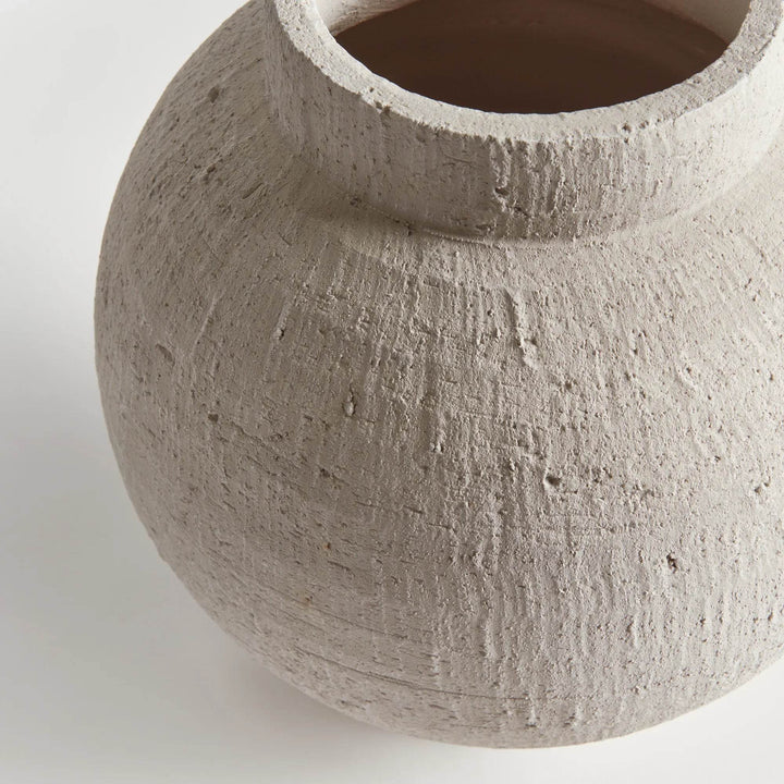 Modern White Terracotta Amphora Vase for Faux Florals