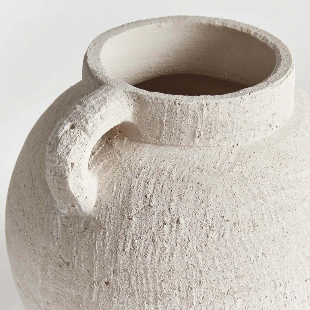 Modern White Terracotta Amphora Vase for Faux Florals