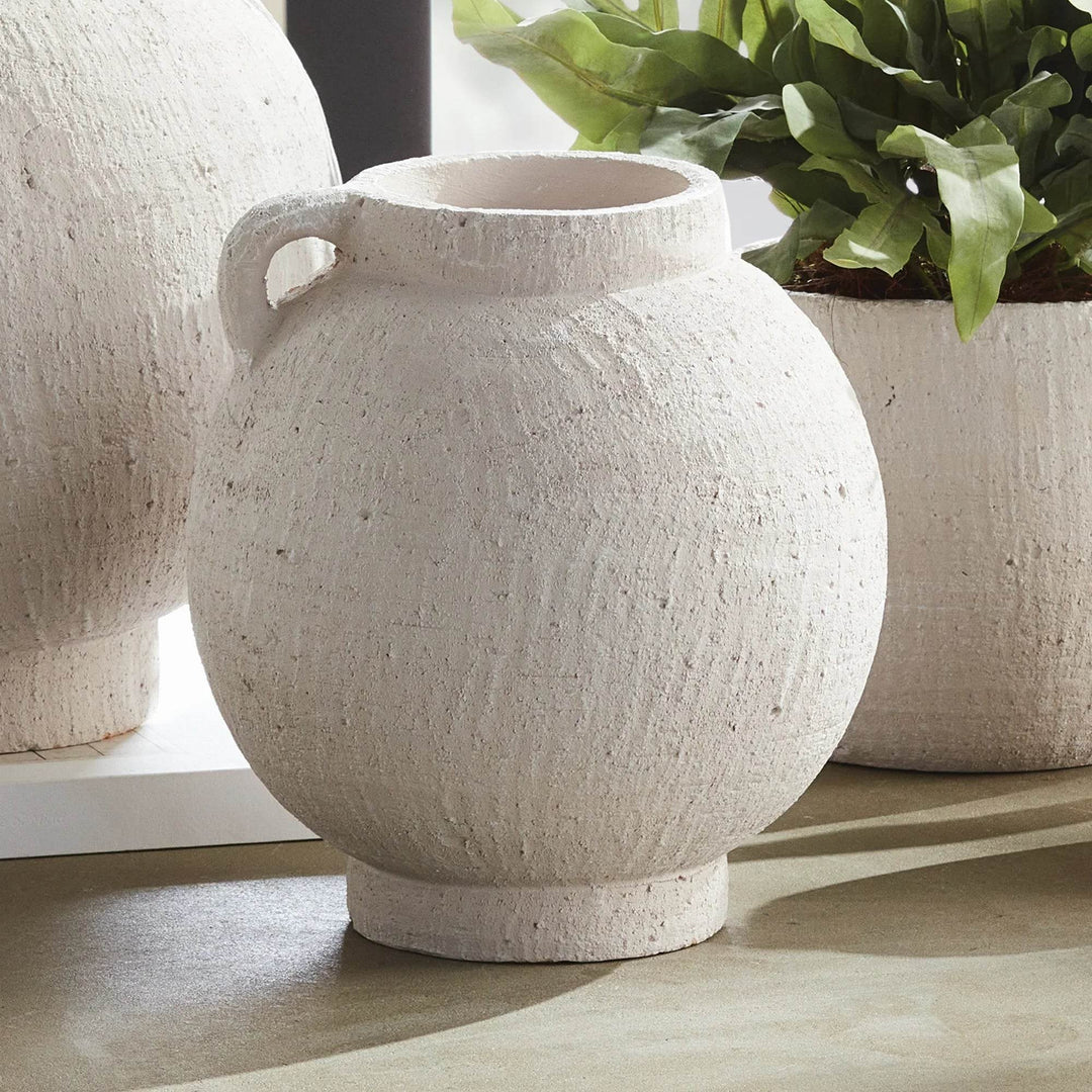 Contemporary White Terracotta Amphora Vase Medium - Delamere Design