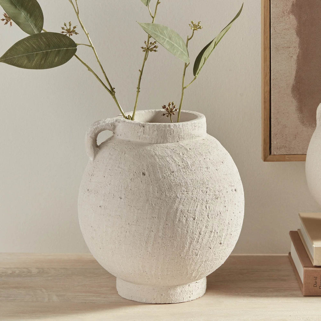Contemporary White Terracotta Amphora Vase Medium - Delamere Design