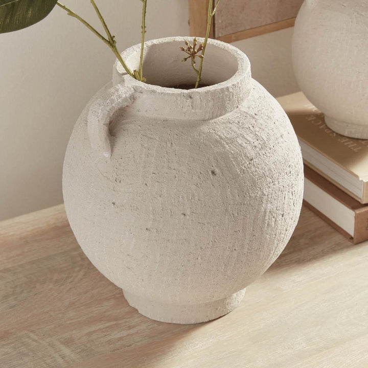 Contemporary White Terracotta Amphora Vase Medium - Delamere Design