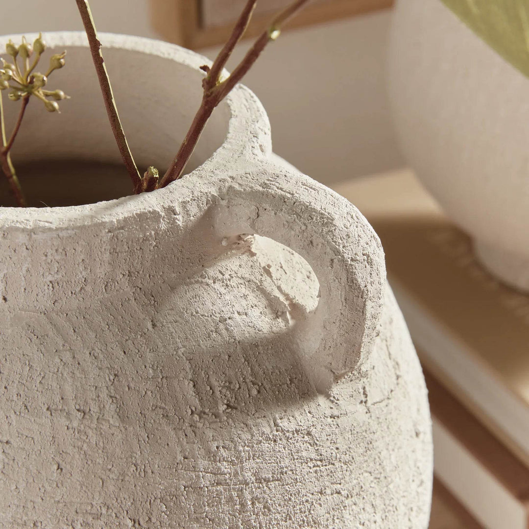 Contemporary White Terracotta Amphora Vase Medium - Delamere Design