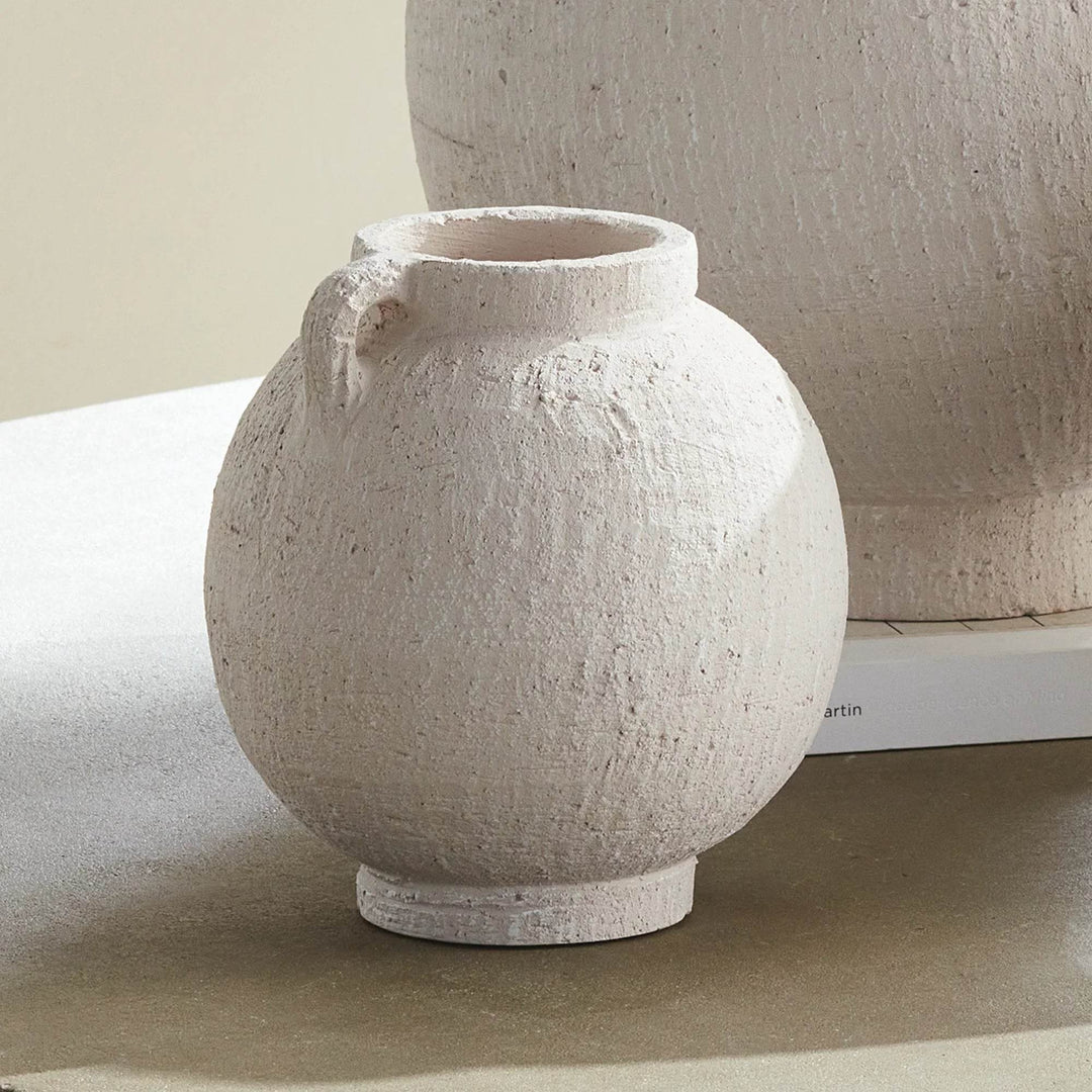 Small White Handcrafted Contemporary Terracotta Vase