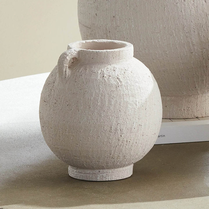 Small White Handcrafted Contemporary Terracotta Vase
