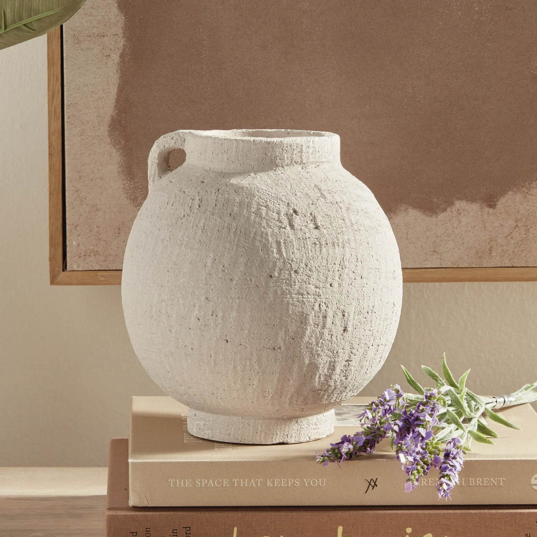 Small White Handcrafted Contemporary Terracotta Vase