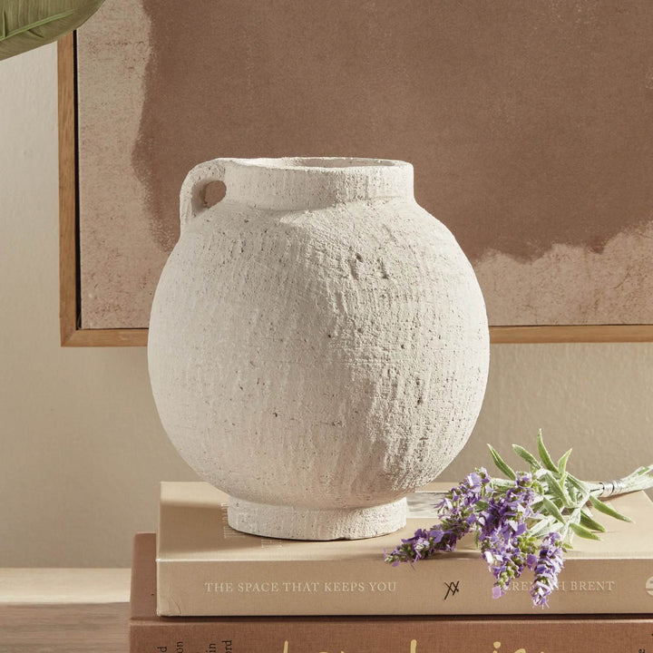 Small White Handcrafted Contemporary Terracotta Vase