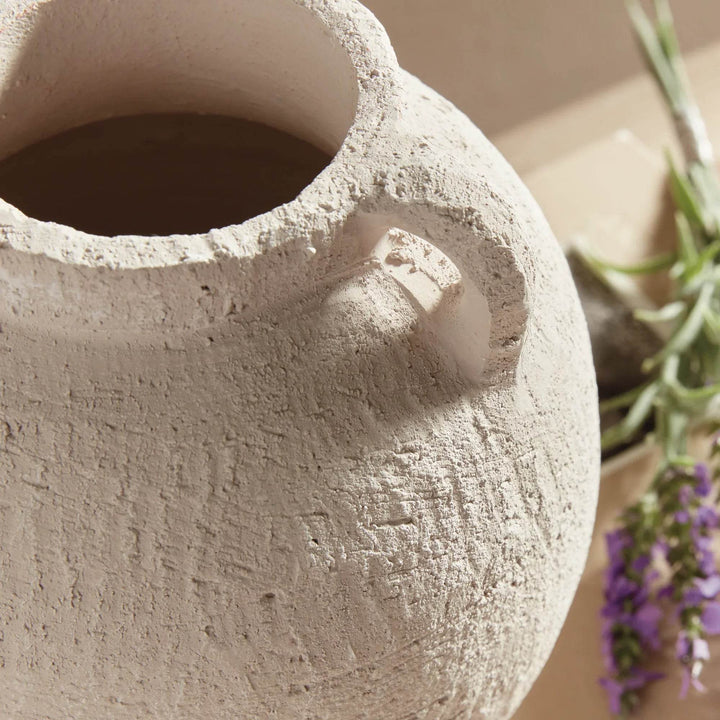 Small White Handcrafted Contemporary Terracotta Vase