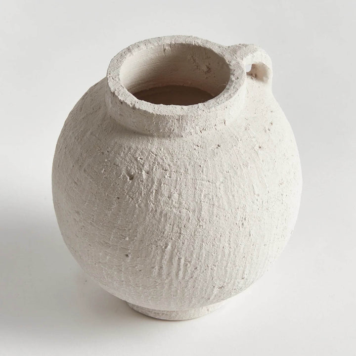 Small White Handcrafted Contemporary Terracotta Vase
