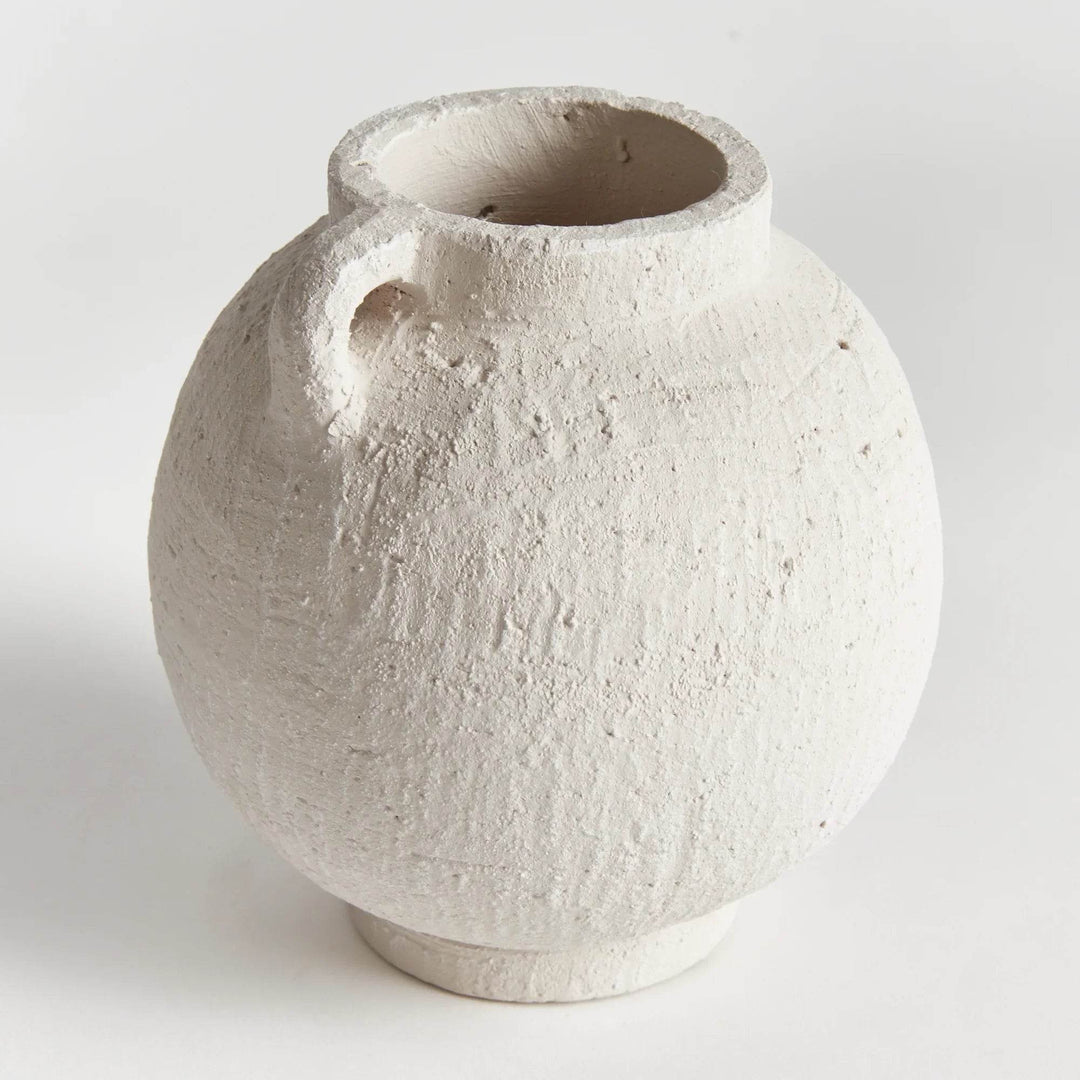 Small White Handcrafted Contemporary Terracotta Vase