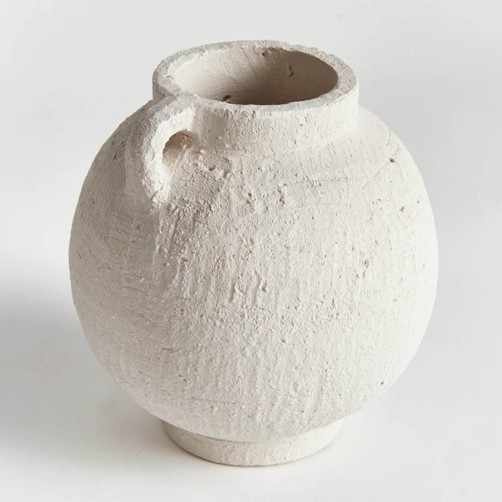 Small White Handcrafted Contemporary Terracotta Vase