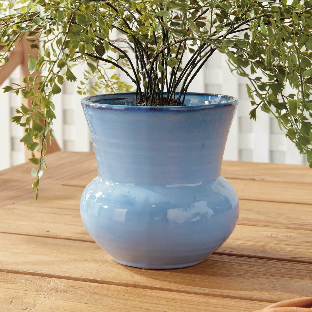Large Blue Reactive Glaze Stoneware Plant Pot - Delamere Design