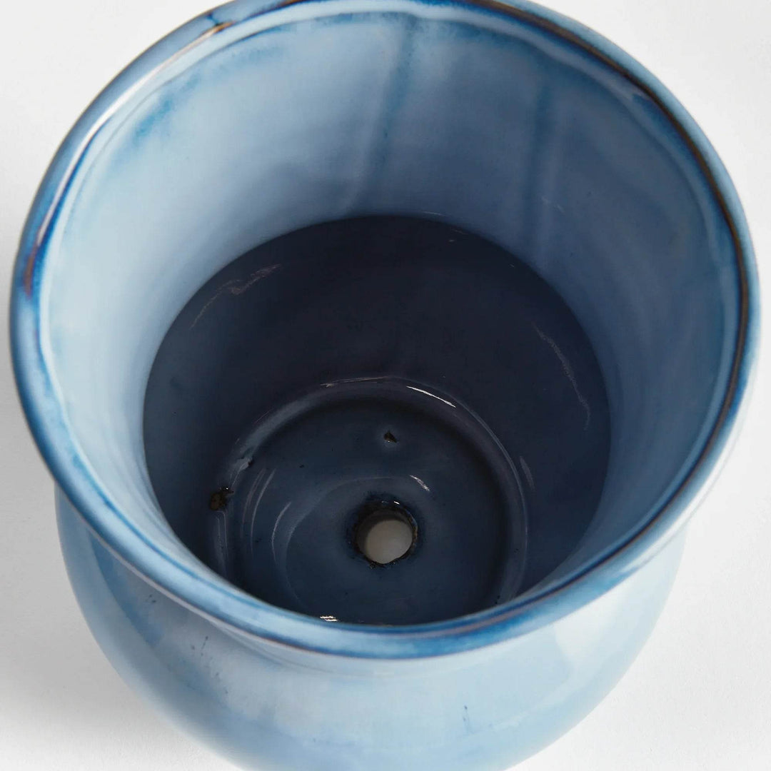 Large Blue Reactive Glaze Stoneware Plant Pot - Delamere Design